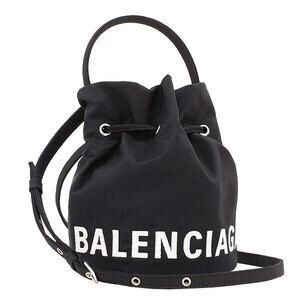 BALENCIAGA Bucket Bag Drawstring Shoulder Nylon Black Crossbody